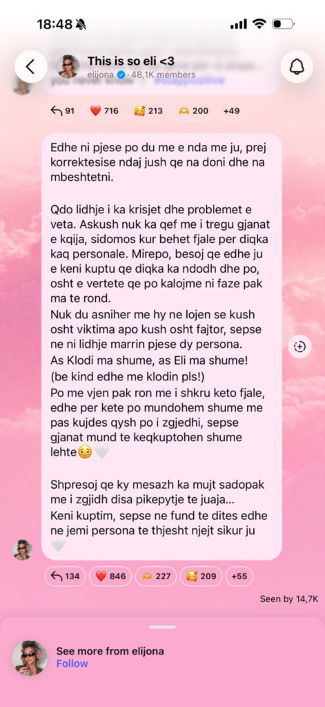 elijona e pranon per here te pare krizen me klodin po kalojme nje faze pak me te rende 6a9b0bb487e35